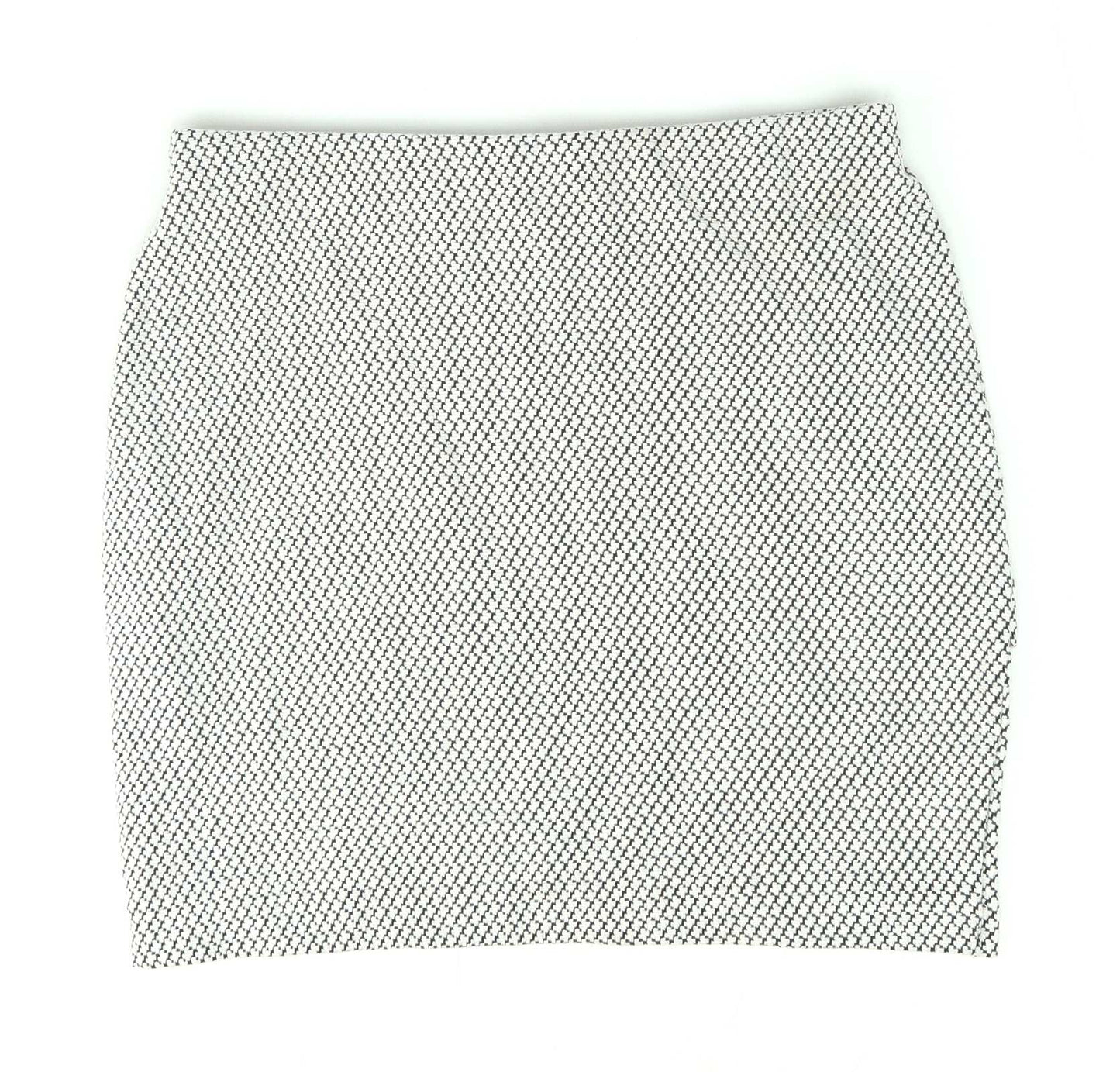 H&M Womens Size S Grey Geometric Cotton Blend Faux Wrap Skirt (Regular)