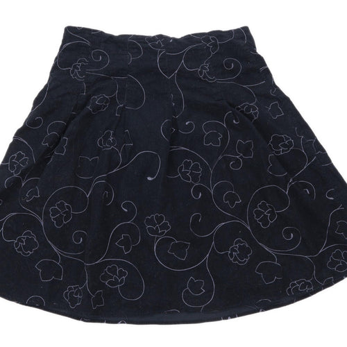 H&M Womens Size 14 Corduroy Black Pleated Skirt (Regular)