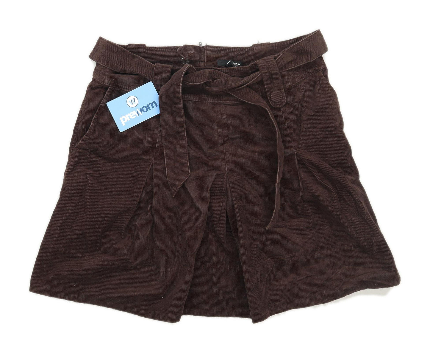 H&M Womens Size 10 Corduroy Blend Textured Brown Skirt (Regular)