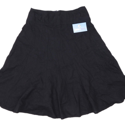 New Look Womens Size 8 Linen Blend Black Flare Skirt (Regular)