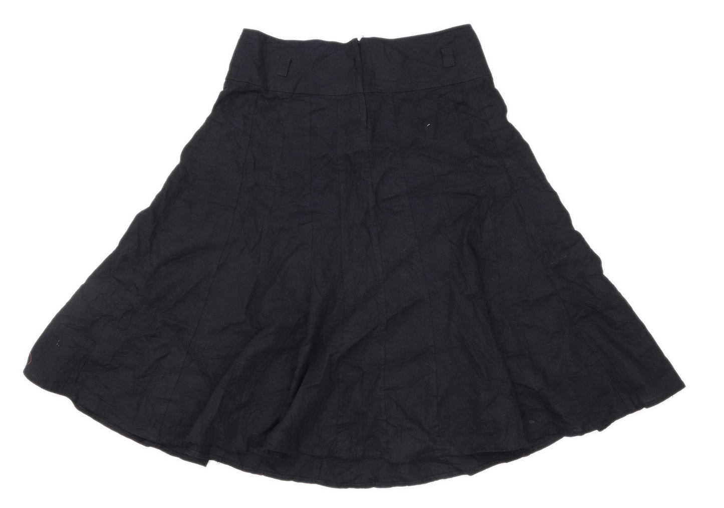 New Look Womens Size 8 Linen Blend Black Flare Skirt (Regular)