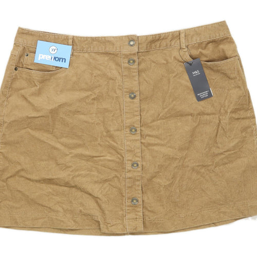 Marks & Spencer Womens Size 22 Cotton Blend Beige Skirt (Regular)