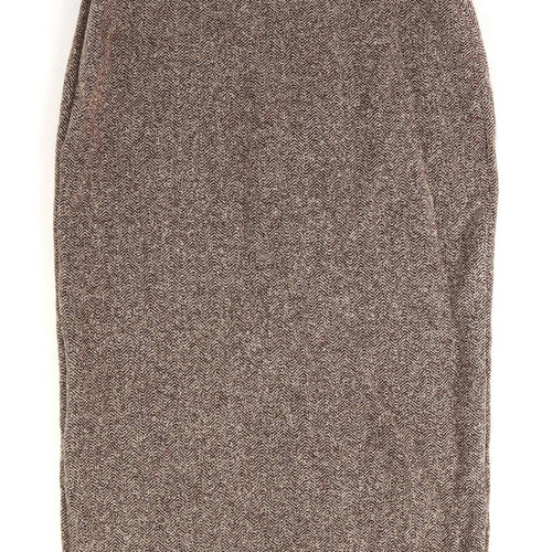 Marks & Spencer Womens Size 8 Beige Herringbone Skirt (Regular)