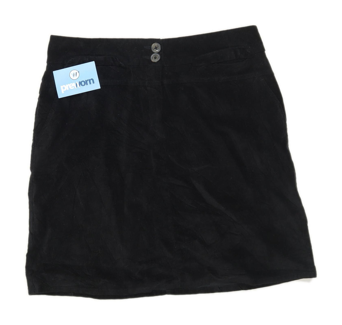 Marks & Spencer Womens Size 14 Cotton Blend Black Skirt (Regular)
