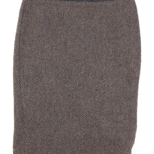 Marks & Spencer Womens Size 12 Geometric Brown Pencil Skirt (Regular)