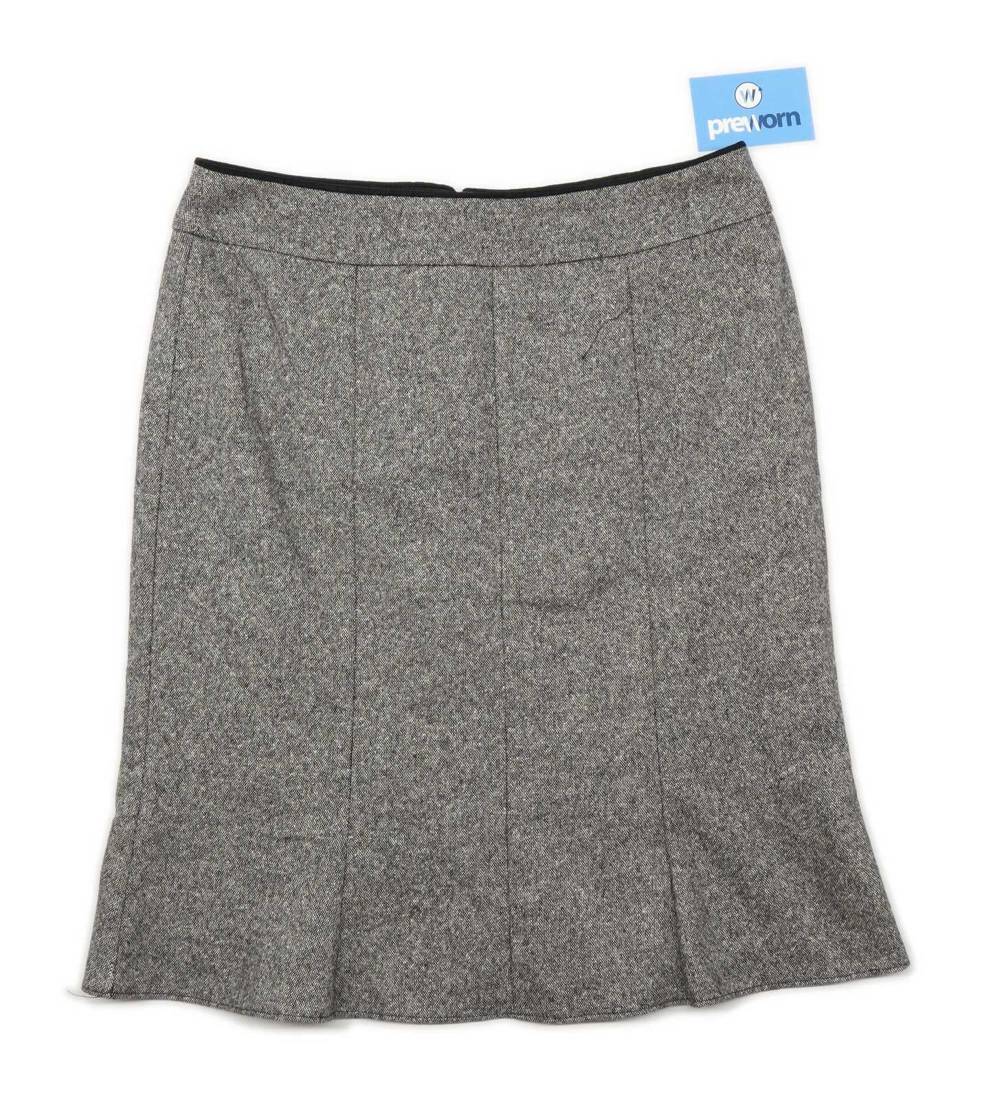 Etam Womens Size 12 Wool Blend Grey Pleated Skirt (Regular)