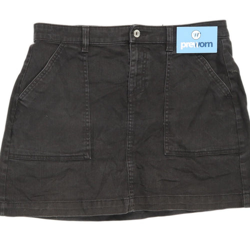H&M Womens Size 12 Denim Black Skirt (Regular)