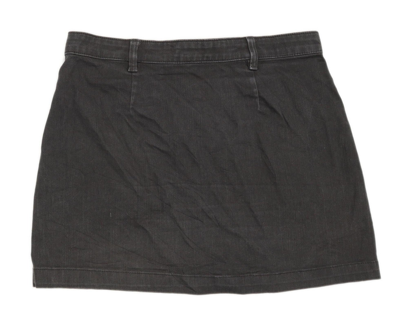 H&M Womens Size 12 Denim Black Skirt (Regular)
