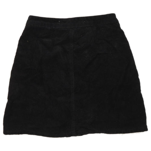 Denim Co Womens Size 8 Corduroy Black Button Up Skirt (Regular)