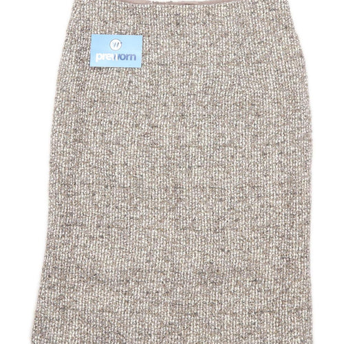 Marks & Spencer Womens Size 8 Textured Brown Pencil Skirt (Regular)