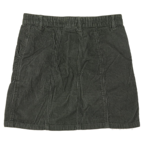 Next Womens Size 10 Corduroy Textured Green A-Line Skirt (Regular)