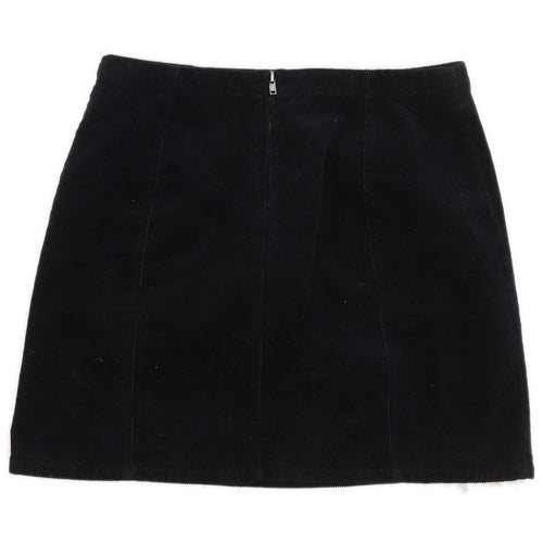 Forever 21 Womens Size M Corduroy Textured Black A-Line Skirt (Regular)