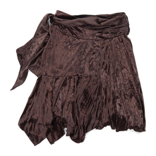 Debenhams Womens Size 10 Brown Velvet Asymmetric Skirt (Regular)