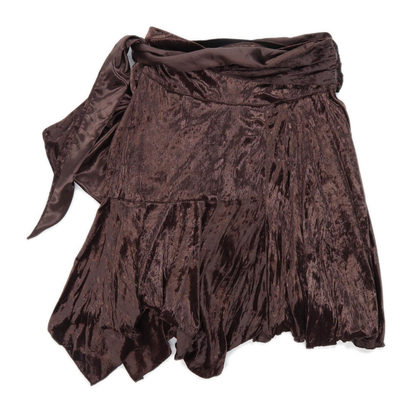 Debenhams Womens Size 10 Brown Velvet Asymmetric Skirt (Regular)