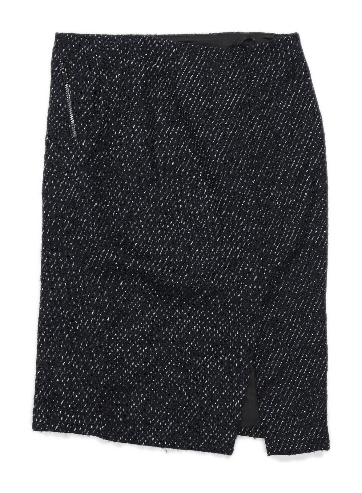 Marks & Spencer Womens Size 12 Wool Blend Black Skirt (Regular)