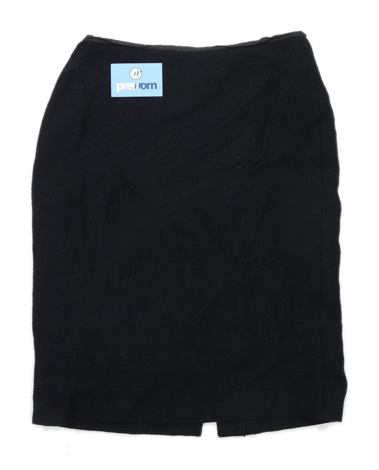 Marks & Spencer Womens Size 14 Wool Blend Black Skirt (Regular)