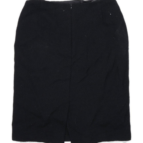 Marks & Spencer Womens Size 14 Wool Blend Black Skirt (Regular)