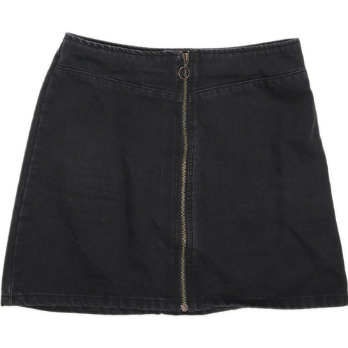 New Look Womens Size 10 Denim Black A-Line Skirt (Regular)