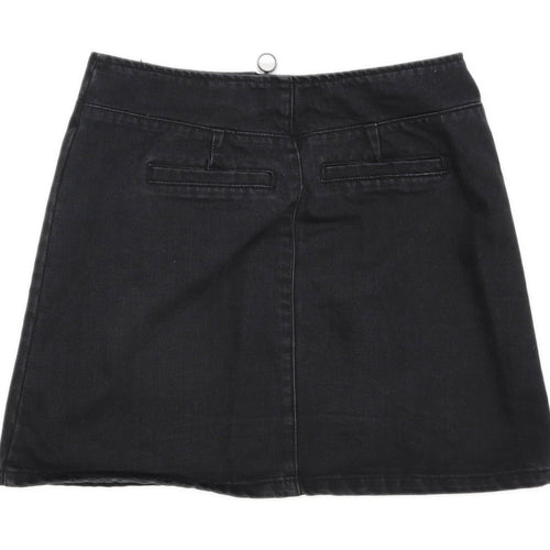 New Look Womens Size 10 Denim Black A-Line Skirt (Regular)