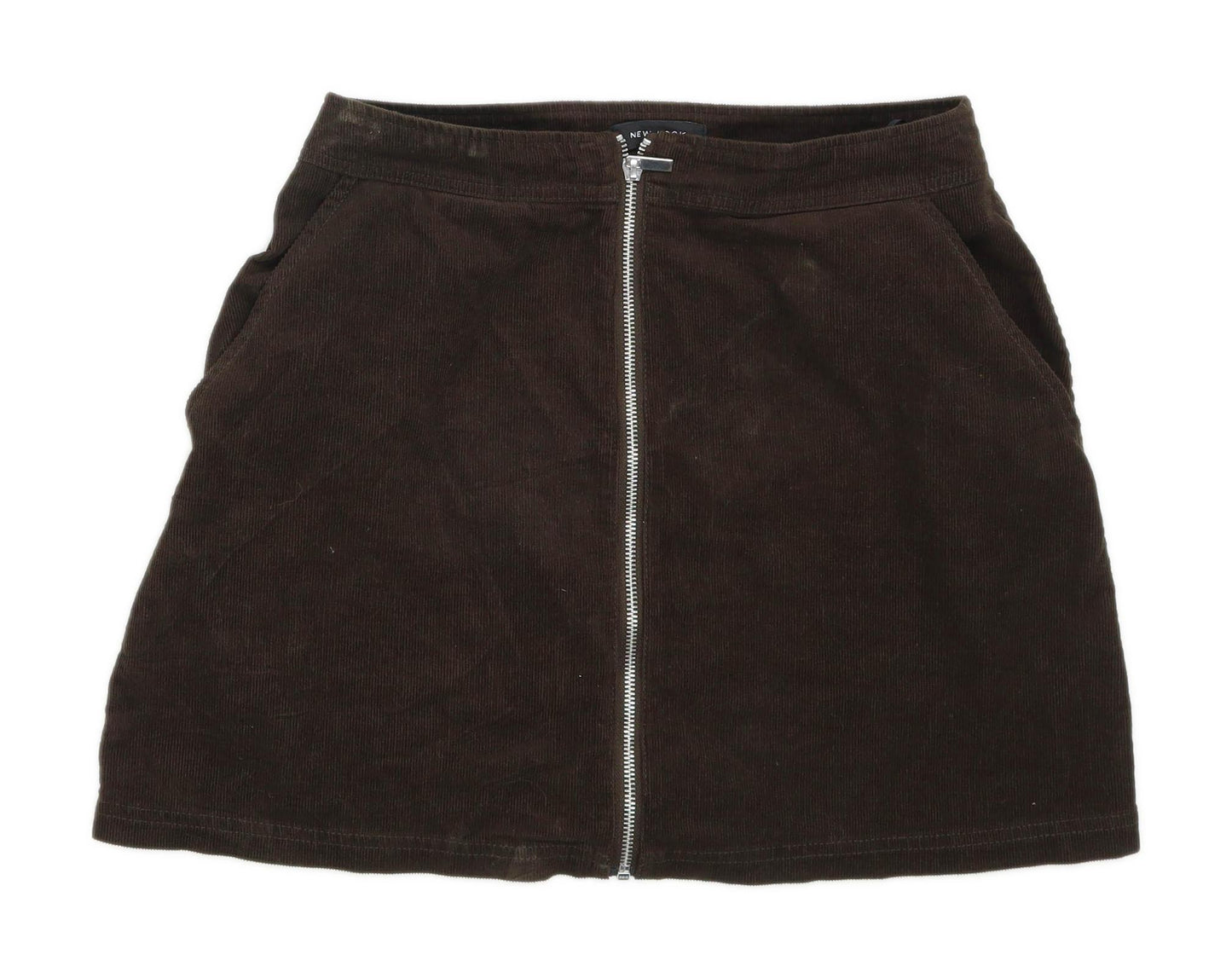 New Look Womens Size 10 Corduroy Brown A-Line Skirt (Regular)