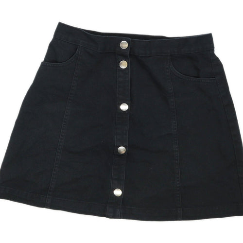 Monki Womens Size W30 Denim Black A-Line Skirt (Regular)