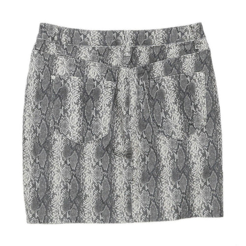Next Womens Size 10 Imitation Blend Animal Print Grey Skirt (Regular)