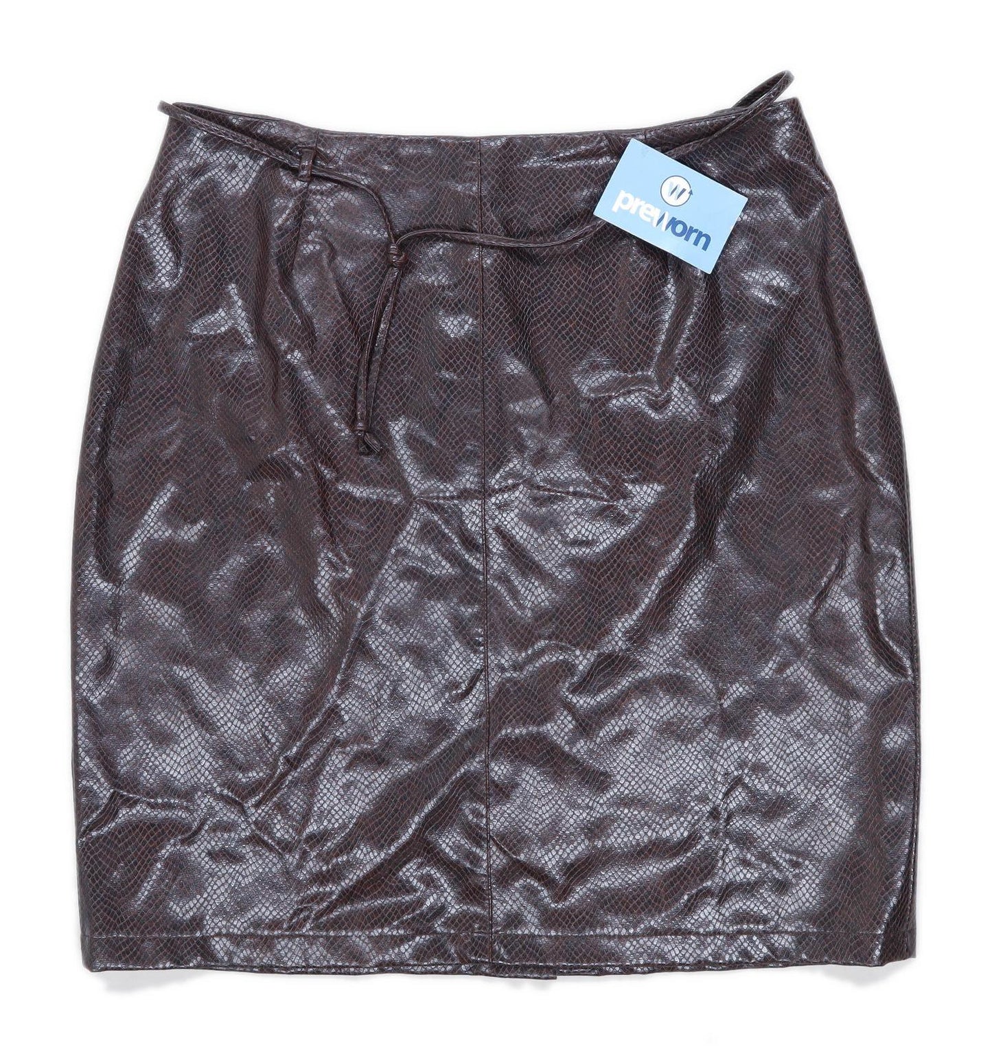 George Womens Size 16 Chlorofibre Blend Animal Print Brown Belted Skirt (Regular)