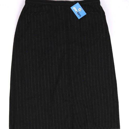 Marks & Spencer Womens Size 20 Grey Striped Wool Blend A-Line Skirt (Regular)