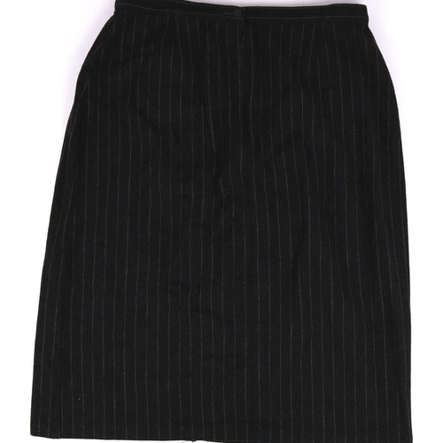 Marks & Spencer Womens Size 20 Grey Striped Wool Blend A-Line Skirt (Regular)