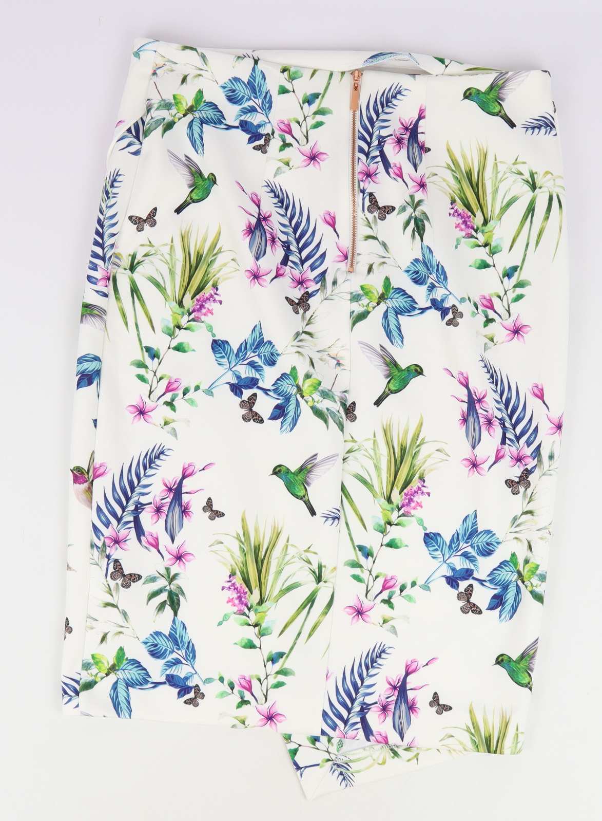 F&F Womens Size 12 White Floral Asymmetric Skirt (Regular)