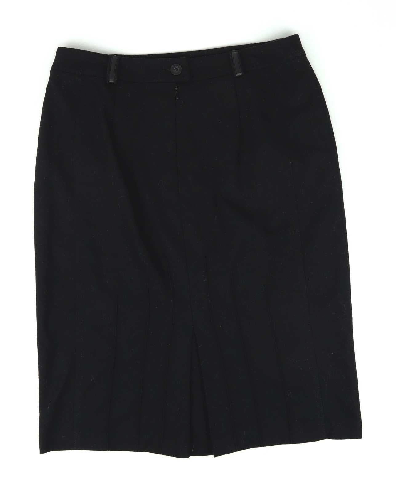 Catherina Hepfer Womens Size 12 Black Wool Blend Pleated Skirt (Regular)