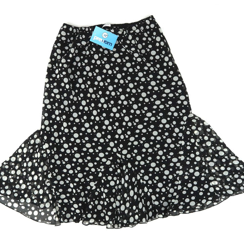 Editions Womens Size 14 Black Spotted Flare Skirt (Regular)