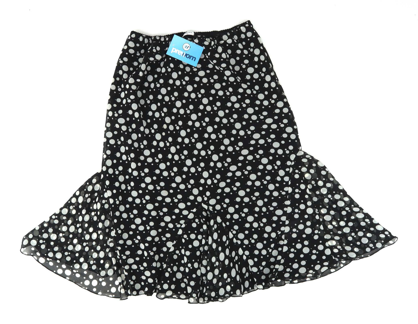 Editions Womens Size 14 Black Spotted Flare Skirt (Regular)