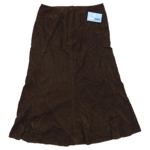 Marks & Spencer Womens Size 10 Cotton Brown Flare Skirt (Regular)