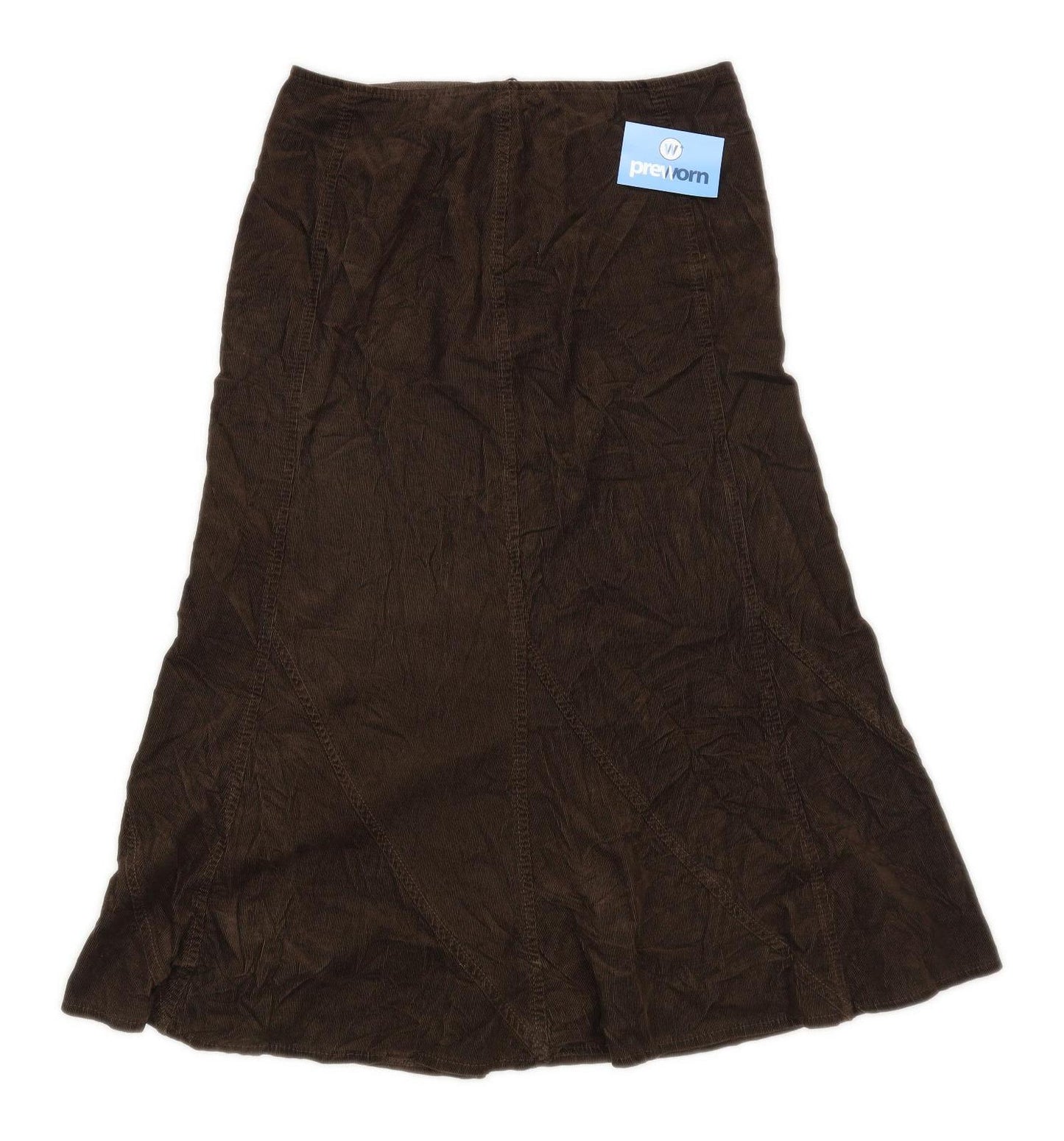 Marks & Spencer Womens Size 10 Cotton Brown Flare Skirt (Regular)