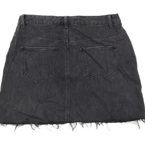 Denim Co Womens Size 12 Cotton Blend Grey Distressed Skirt (Regular)