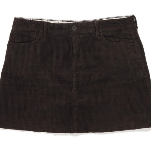 Marks & Spencer Womens Size 12 Corduroy Textured Brown Skirt (Regular)