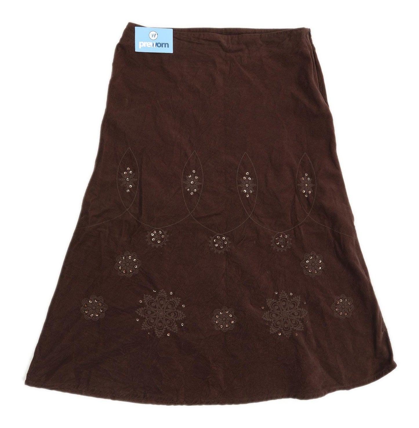 George Womens Size 14 Cotton Textured Brown Skirt (Regular)