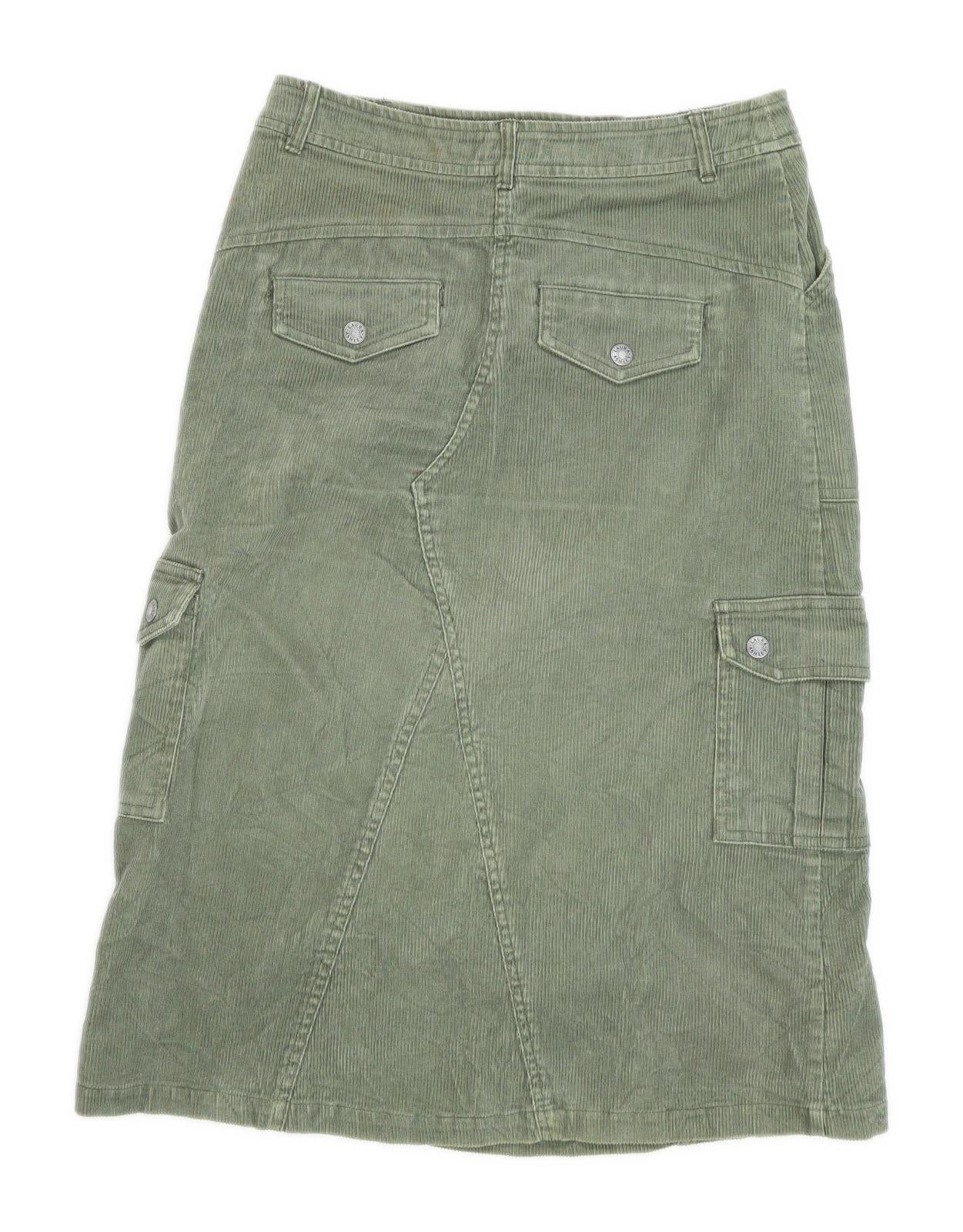 Laura Ashley Womens Size 8 Corduroy Green Pencil Skirt (Regular)