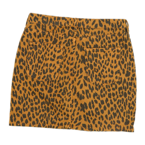 & Denim Womens Size 12 Denim Animal Print Multi-Coloured A-Line Skirt (Regular)