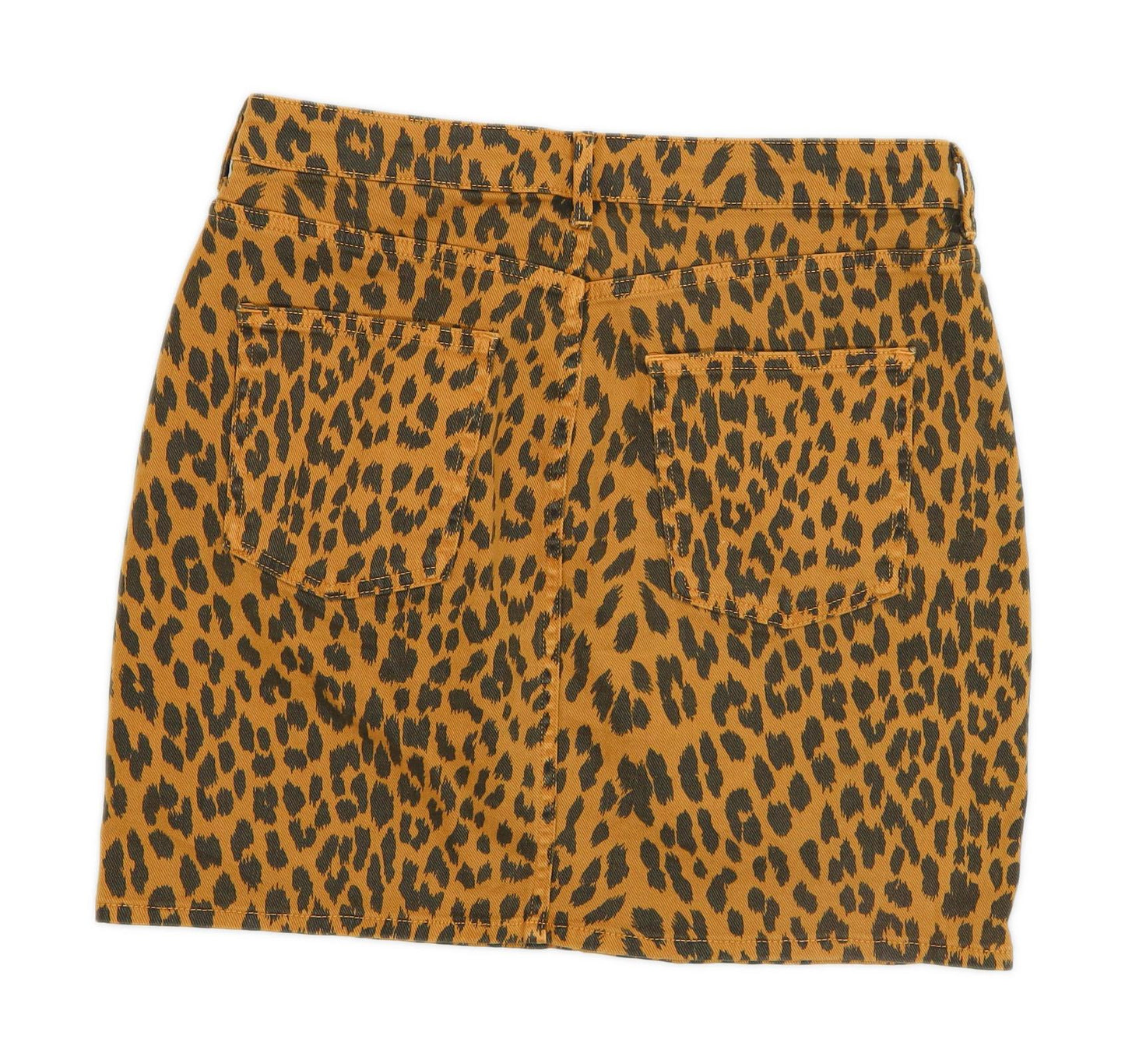 & Denim Womens Size 12 Denim Animal Print Multi-Coloured A-Line Skirt (Regular)