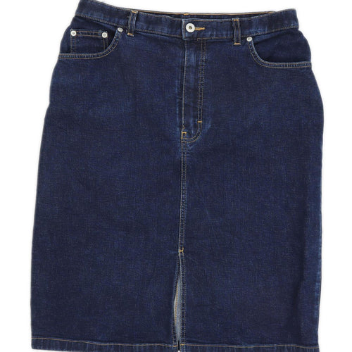 M&Co Womens Size 10 Denim Blue Skirt (Regular)