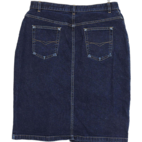 M&Co Womens Size 10 Denim Blue Skirt (Regular)
