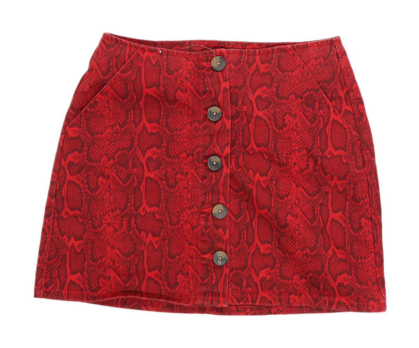 &Denim Womens Size 12 Denim Animal Print Red A-Line Skirt (Regular)