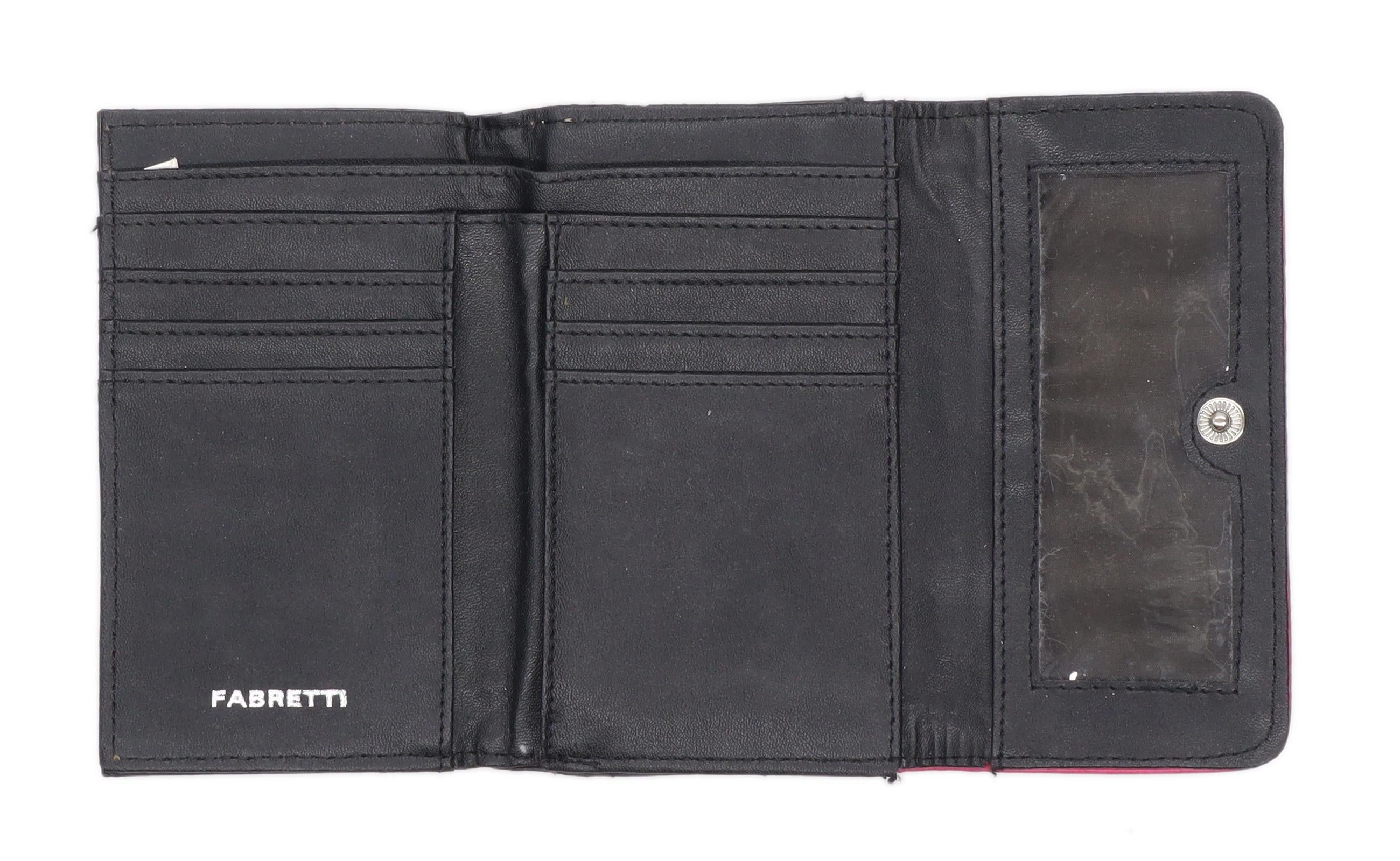 Fabretti Black Leather Womens Clutch Wallet Purse