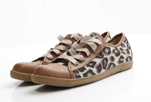 George Womens Brown Animal Print Polyester Trainer Flat 7 41
