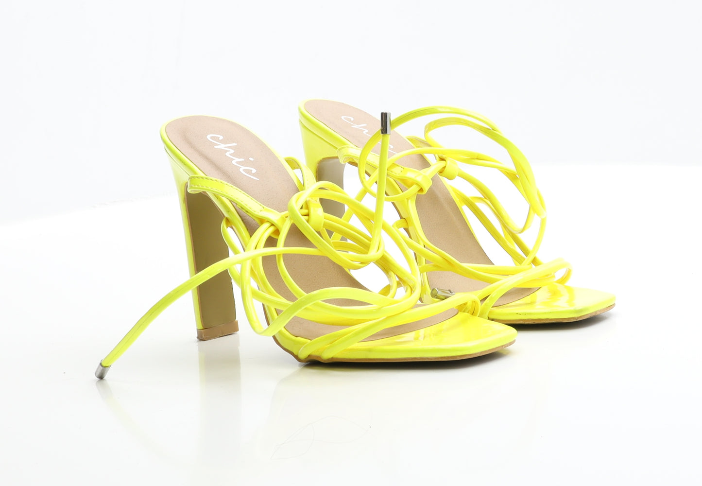 CHIC Womens Yellow  Polyester Strappy Heel 5 EUR 38