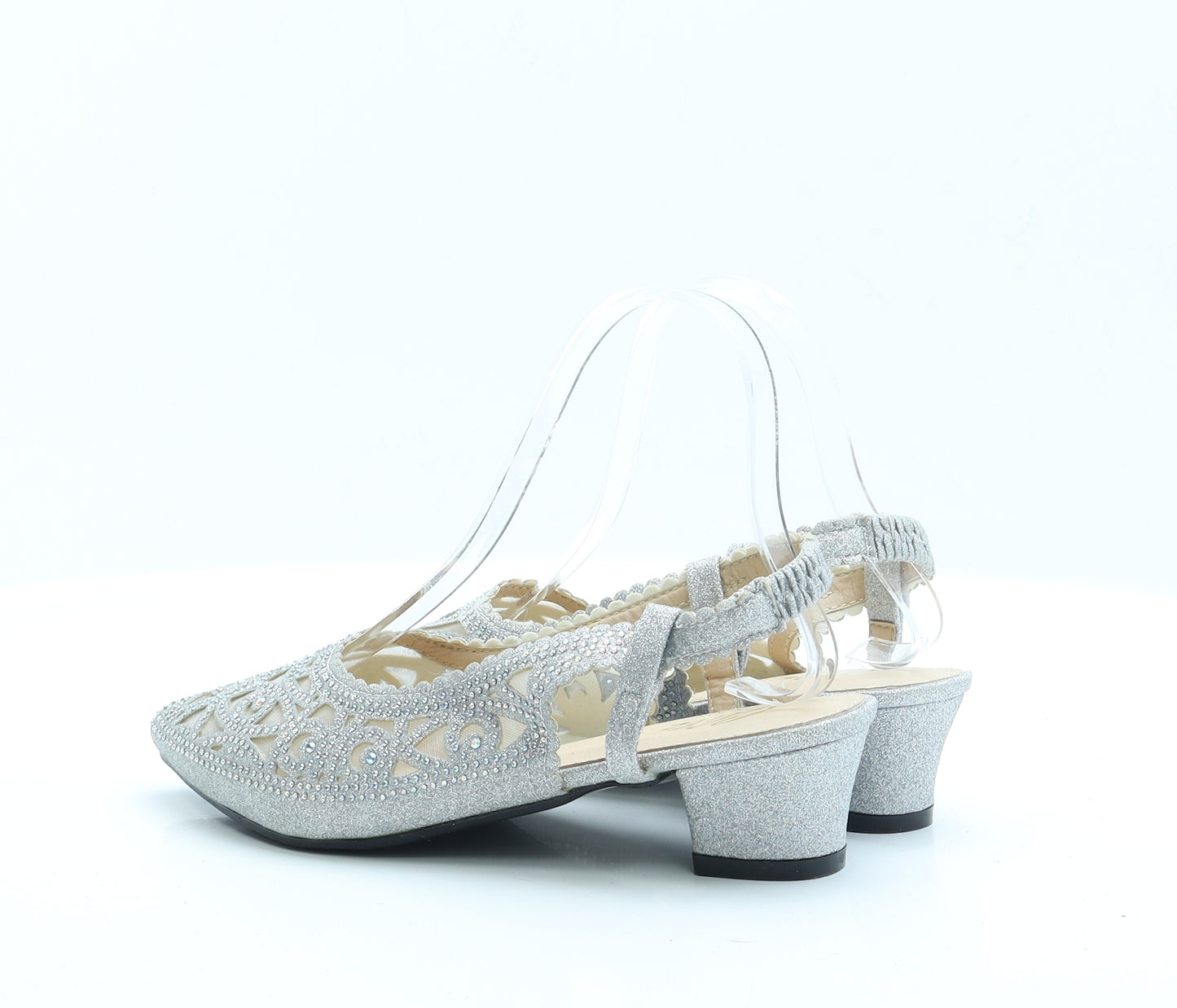Glitz London Womens Silver  Polyester Slingback Heel 5