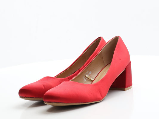 Catisa Womens Red  Faux Silk Mule Heel 8 EUR 41