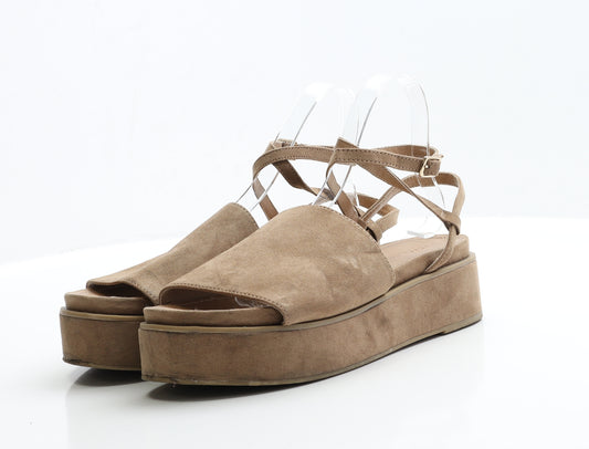 ASOS Womens Brown  Faux Suede Strappy Heel 7